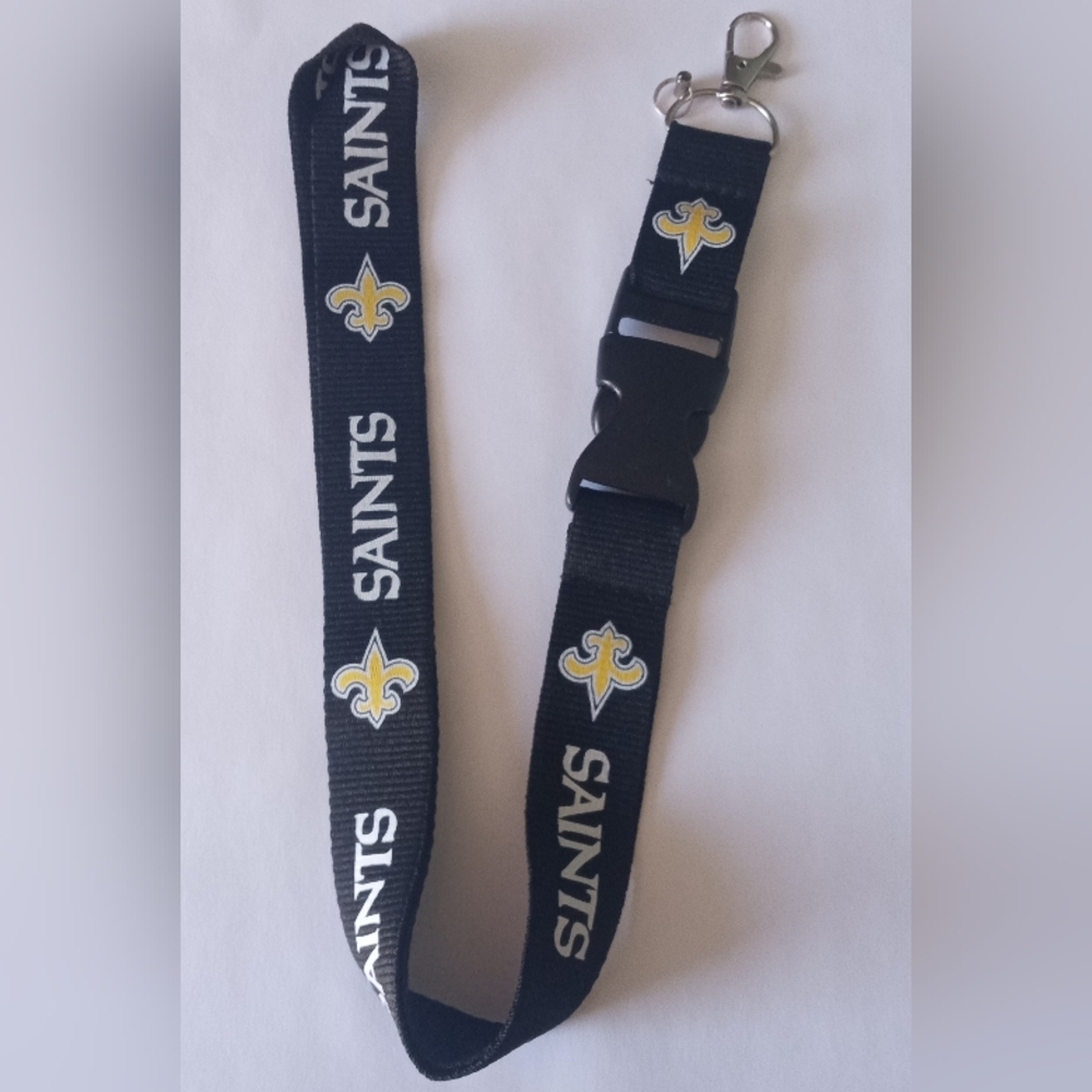 Saints Black Lanyard with Clip